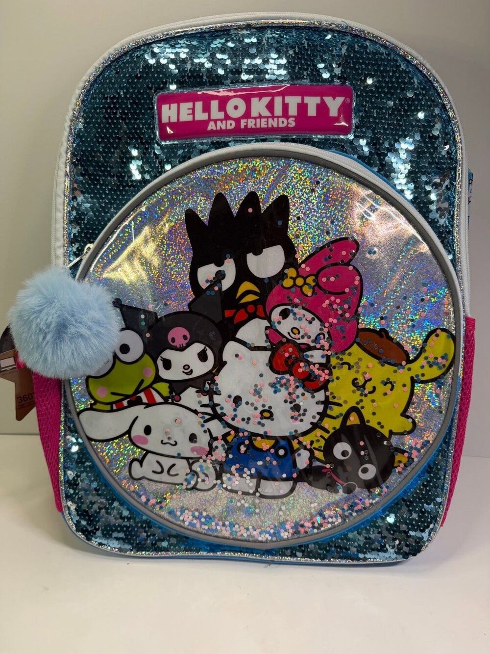 Hello Kitty And Friends Backpack 16 Inch Magic Sequin Blue Tech Sleeve